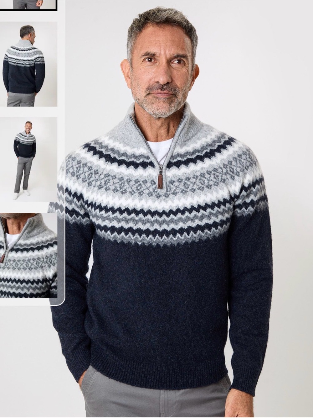 NWT Saltwell Fairisle Knitted Men’s Quarter Zip Jumper - Size XL